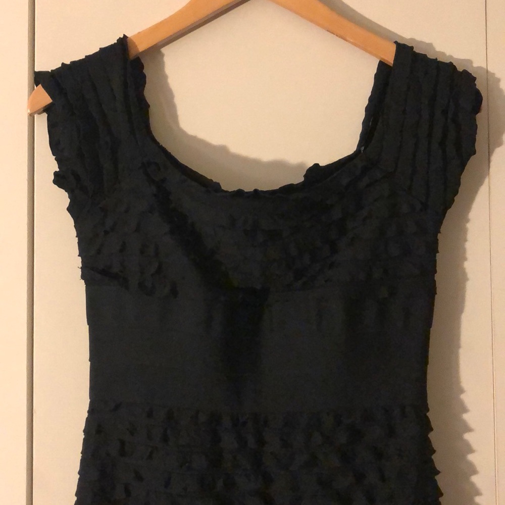MAX Studio Black Cap Sleeve Ruffle Dress